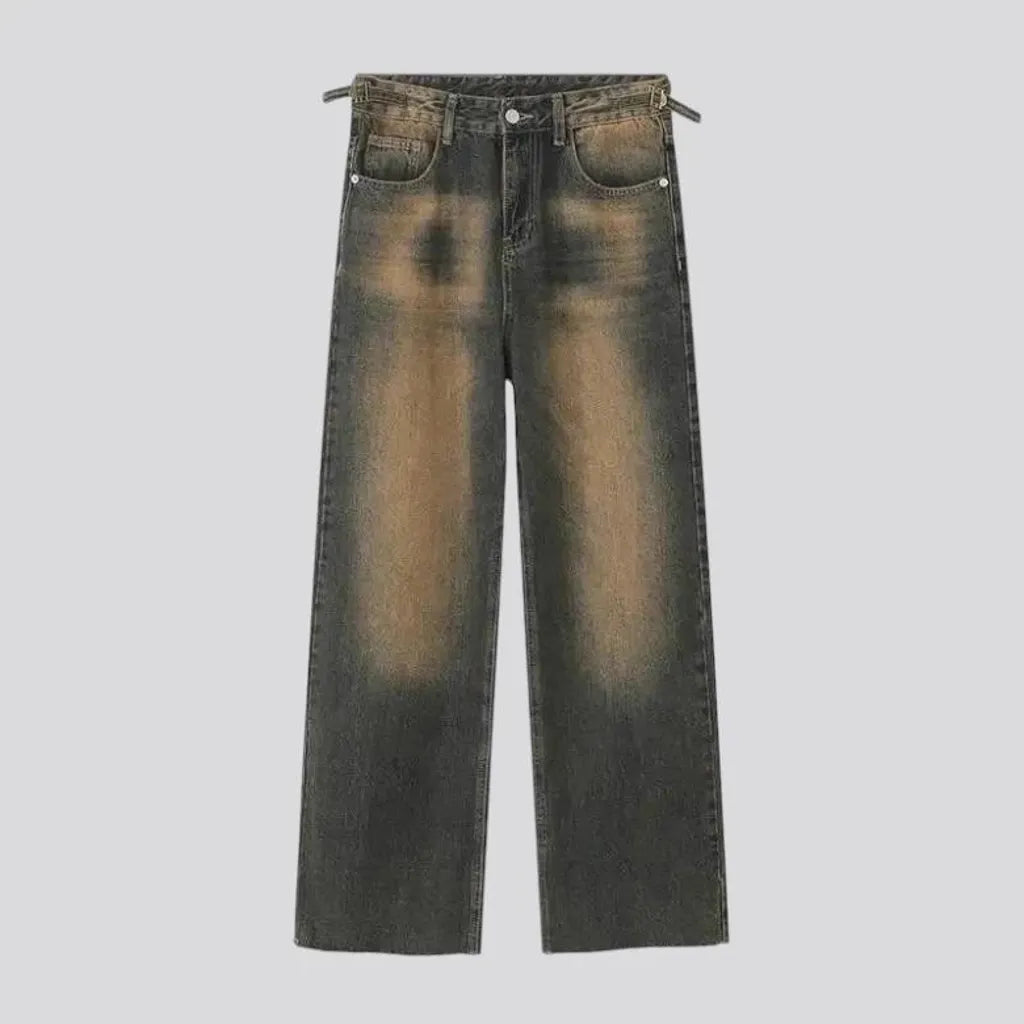 Abraded 90s style slouchy men's jeans