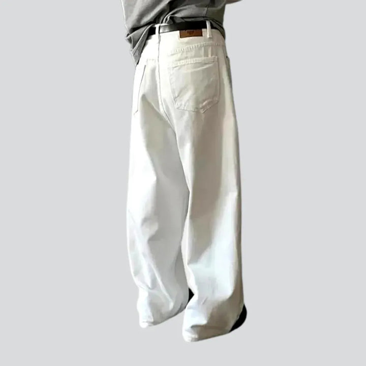 Baggy mid rise colored men's denim pants