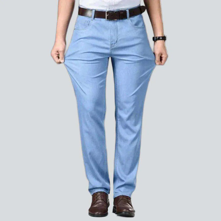 Monochrome blue elastic men's jeans