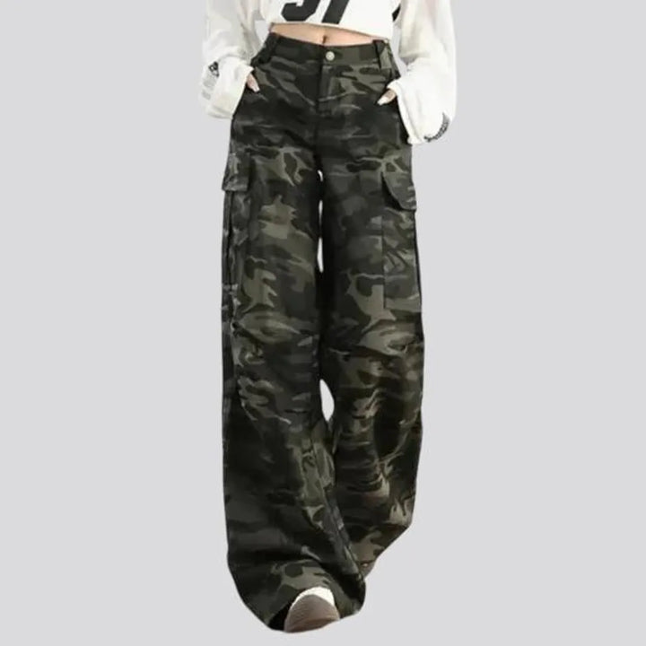 High rise multicolor baggy jeans for women