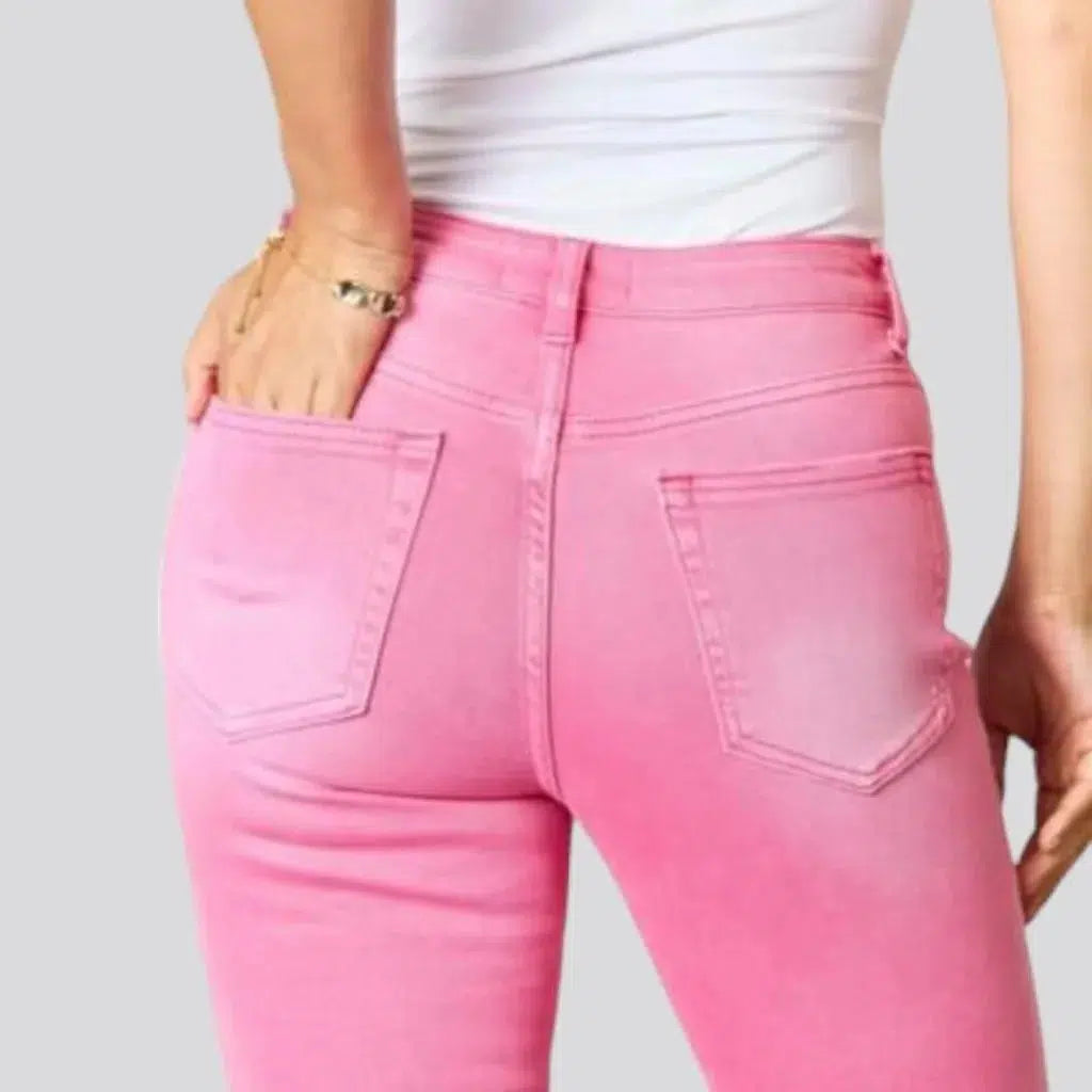 Pink women's color jeans