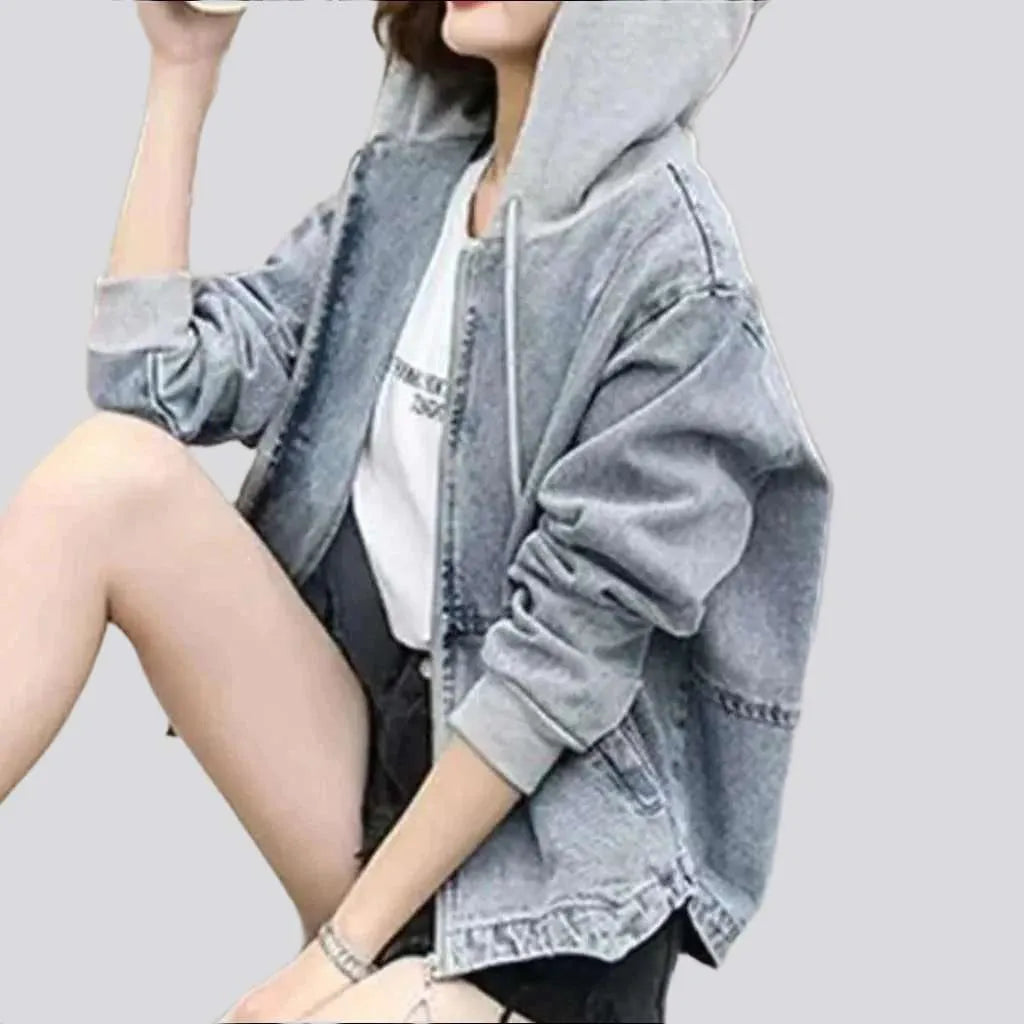 Hooded denim jacket
 for women