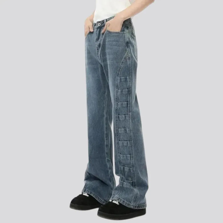 Whiskered baggy-fit street men's jeans