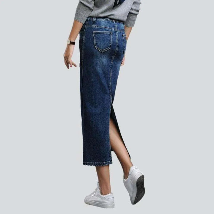 Dark long women's jeans skirt