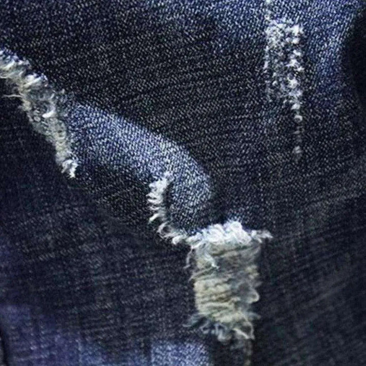 Denim blue ripped men's jeans