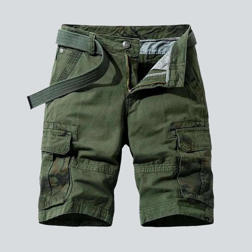 Camouflage cargo men's denim shorts