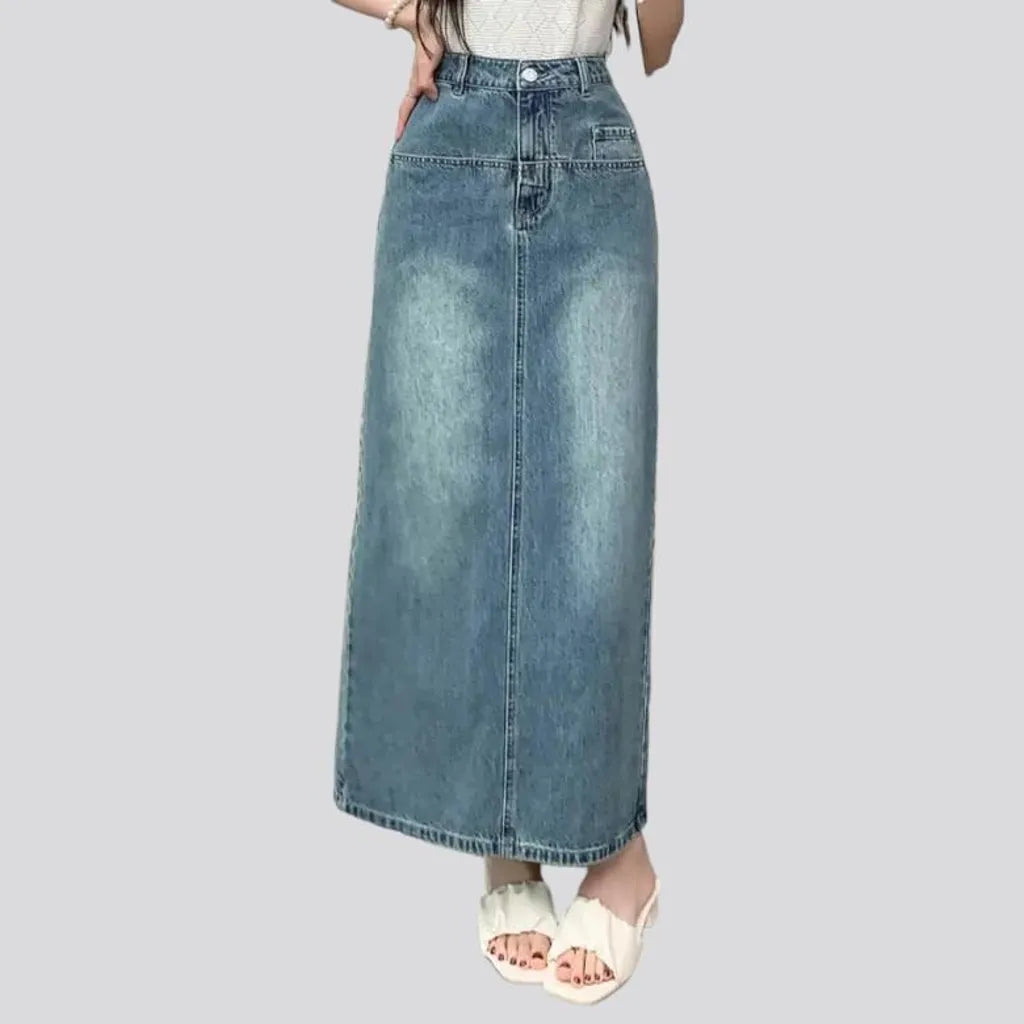 Vintage long denim skirt
 for ladies