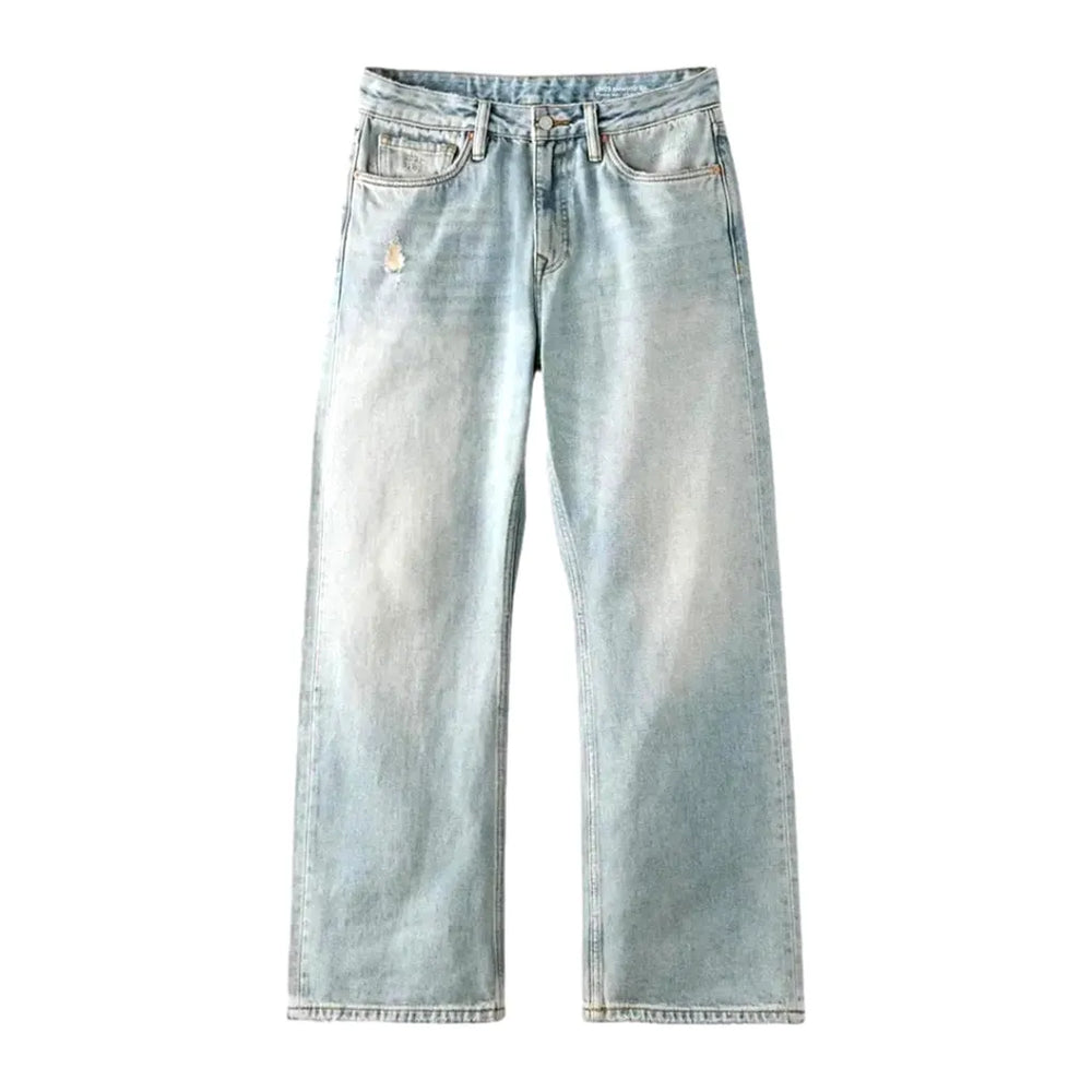 Vintage Style Bleached Men's Jeans - Light Blue