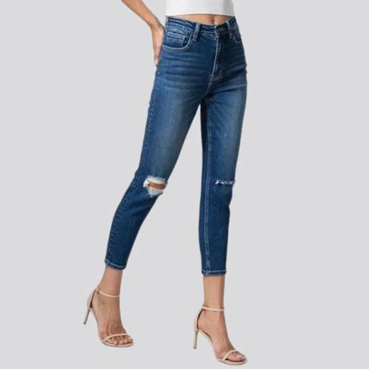 Dark-wash ankle-length jeans
 for ladies