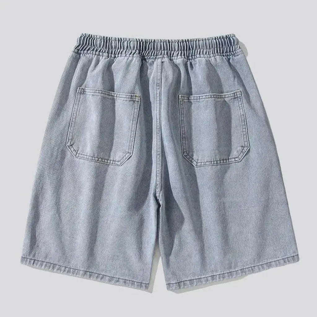 High-waist knee-length jean shorts