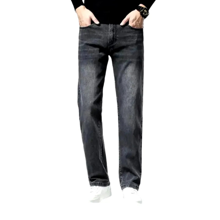 Casual Straight Cut High Waist Jeans for Men - Grey