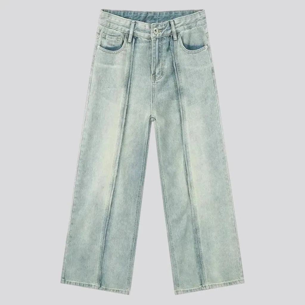 Mid-rise baggy jeans for men