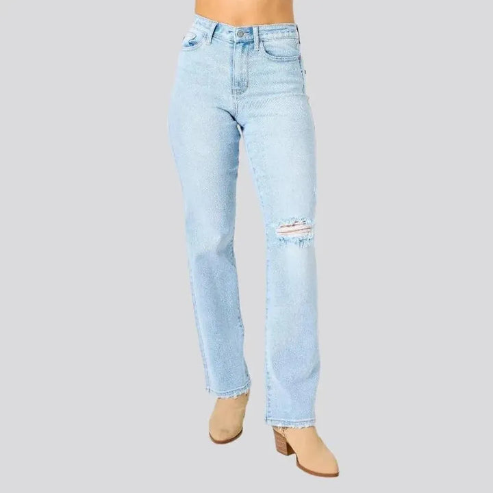 Straight distressed jeans
 for ladies