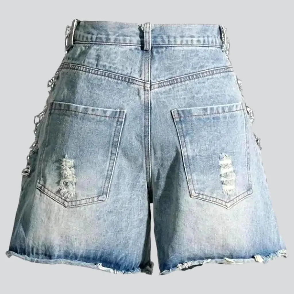 Raw-hem embellished denim shorts
 for women