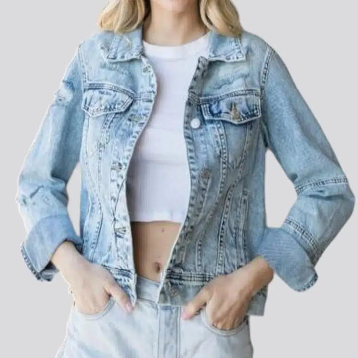 distressed, slim, vintage, light-wash, buttoned, women's jacket | Jeans4you.shop