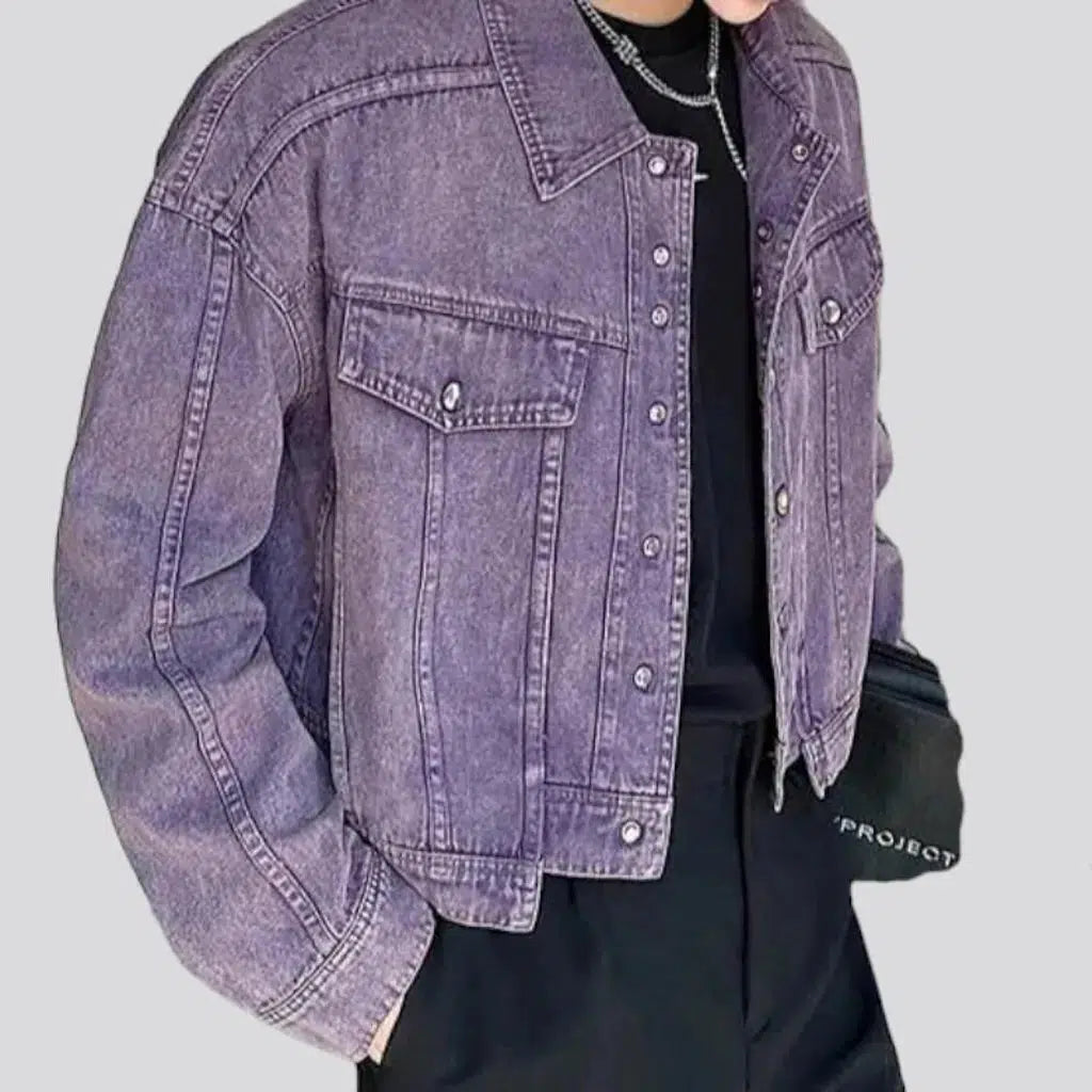 Oversized asymmetric-hem jeans jacket