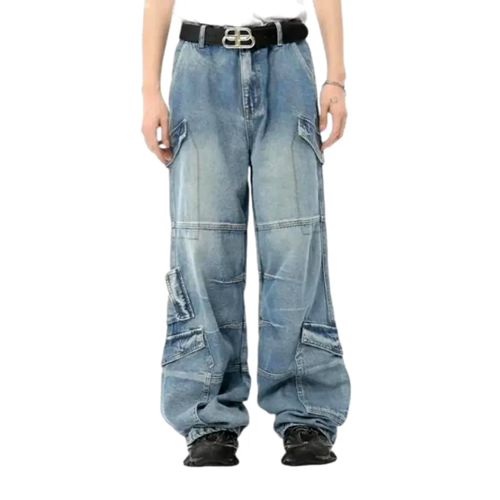 Sanded Vintage Men's Jeans - Blue