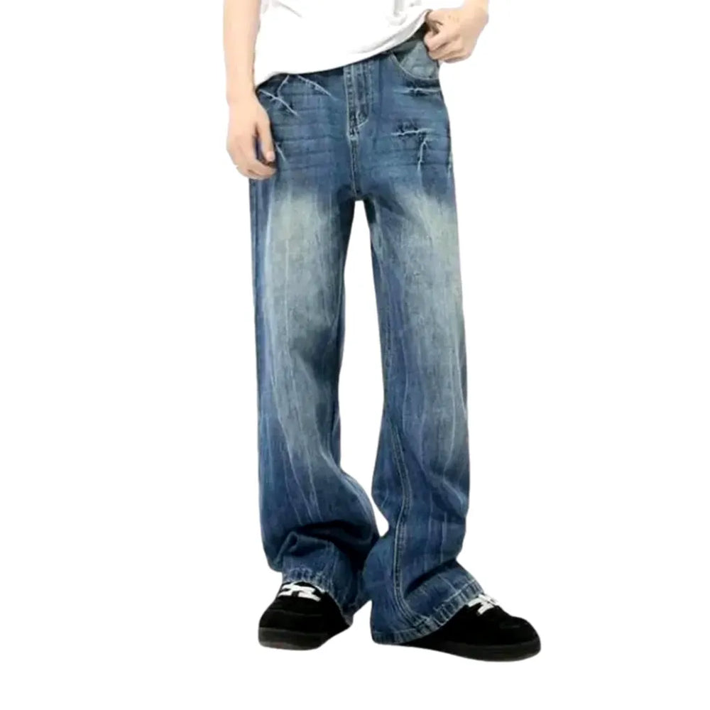 Faded Wash Jeans for Men - Light Blue