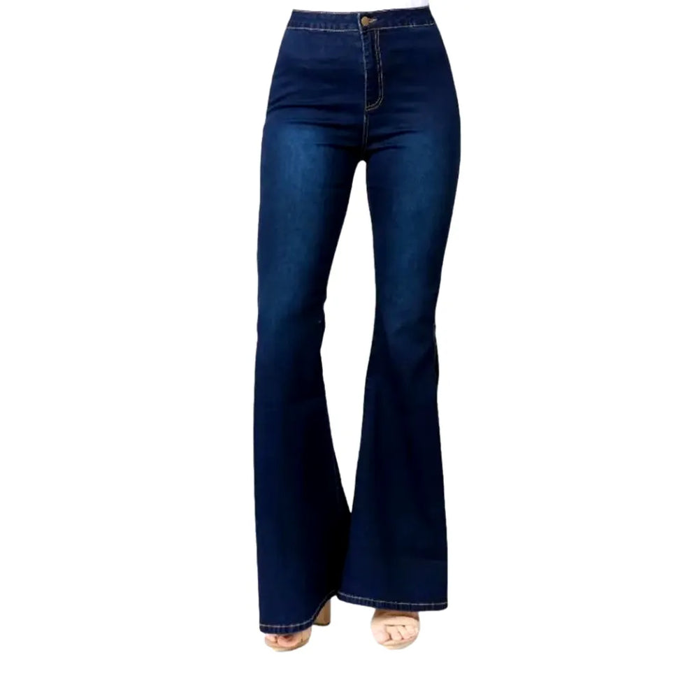 Stylish Bootcut Jeans for Women - Dark Blue