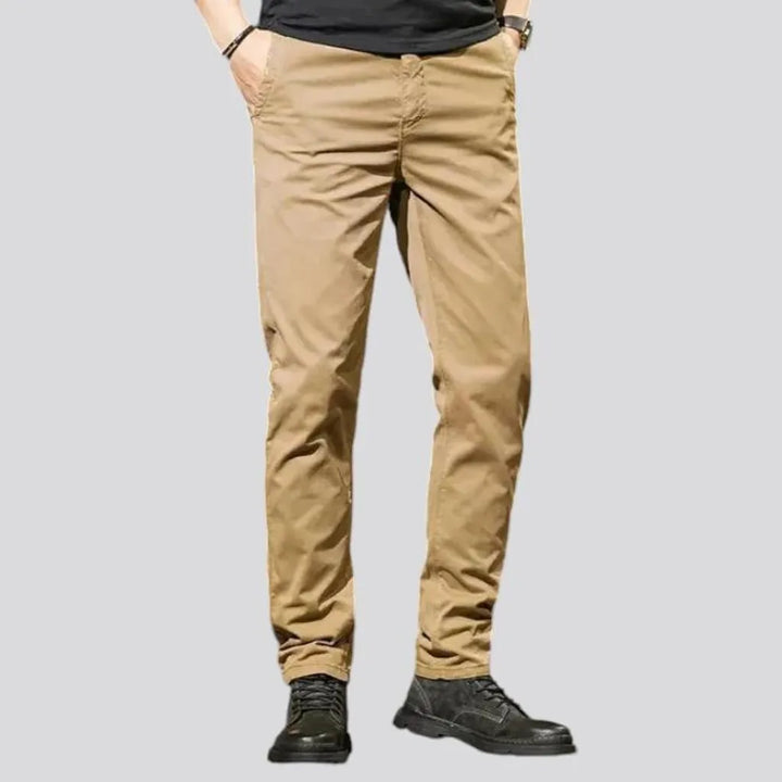 Stretchable mid rise men's denim chinos jeans