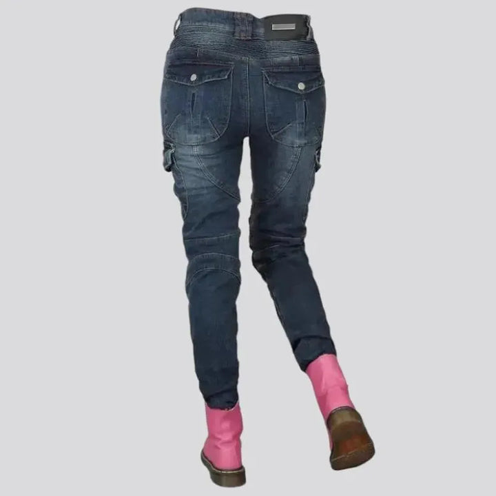Winter women's biker jeans