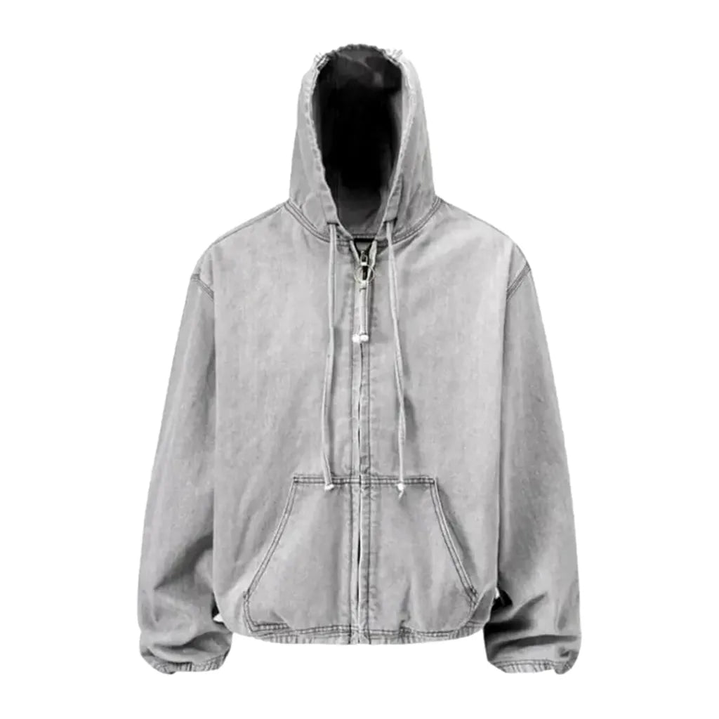 Oversized Soft Men's Jean Jacket - Grey