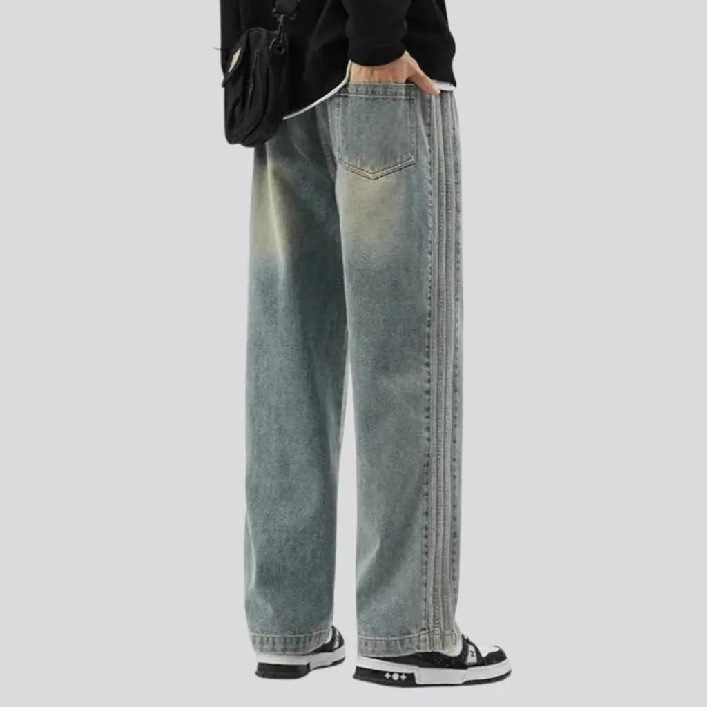 Faded wash and 90s style men's denim joggers