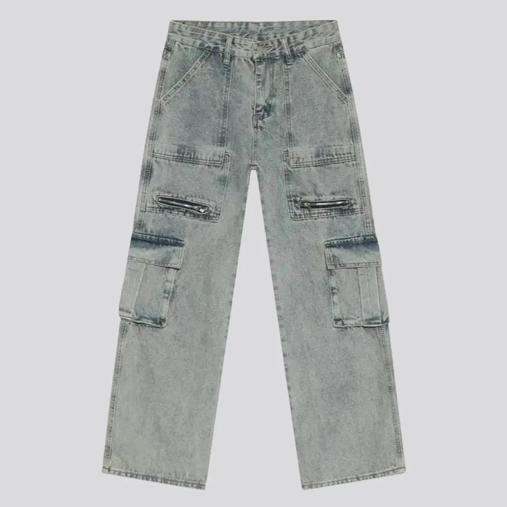 Light patterned straight fit men's jeans