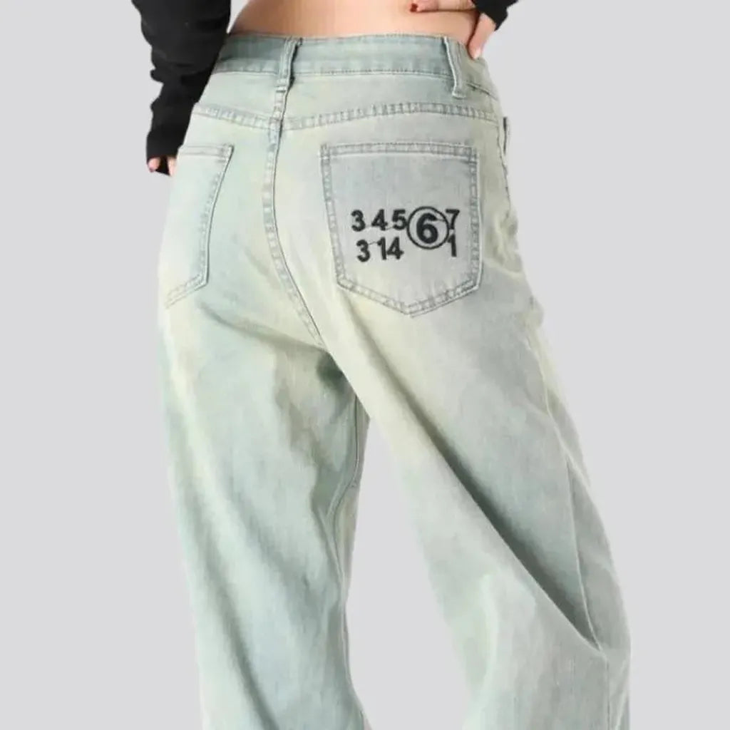 Fashion women's whiskered jeans