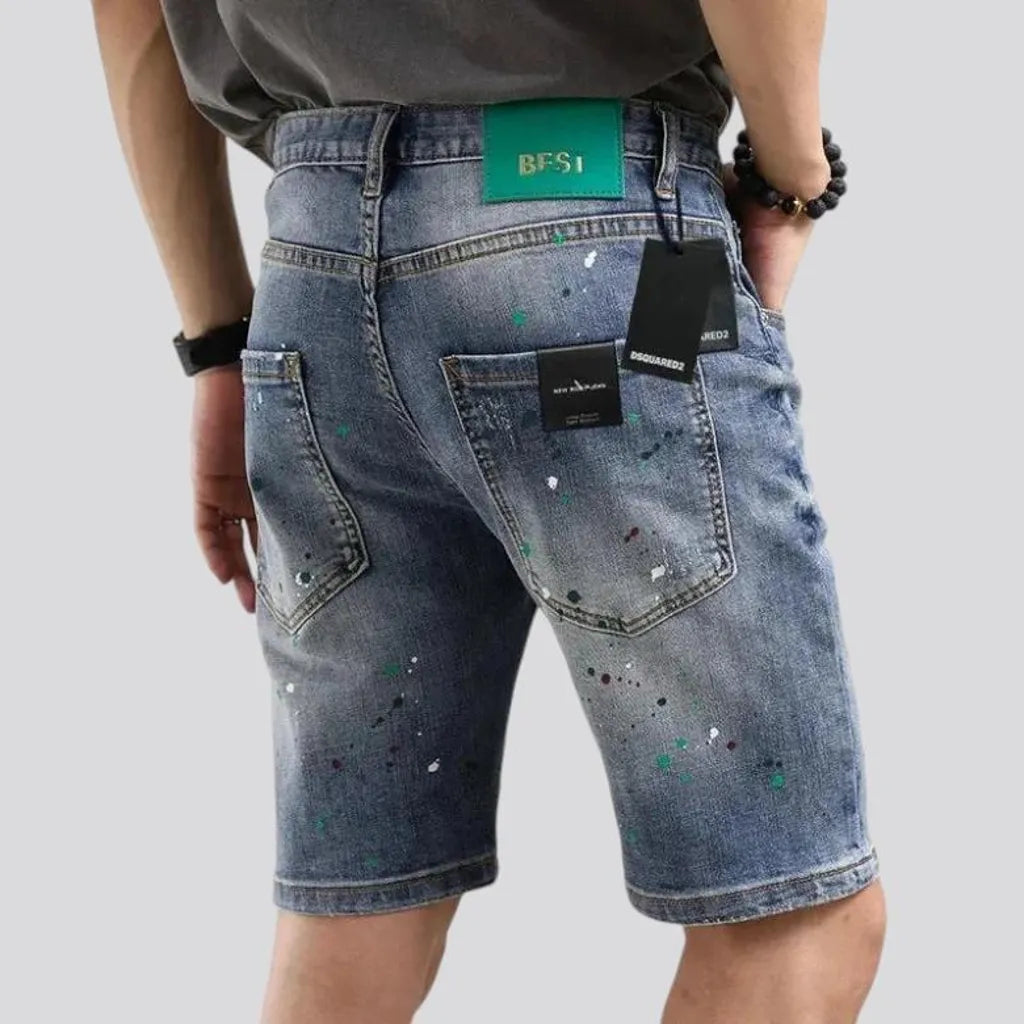 Sanded stylish y2k men's denim shorts