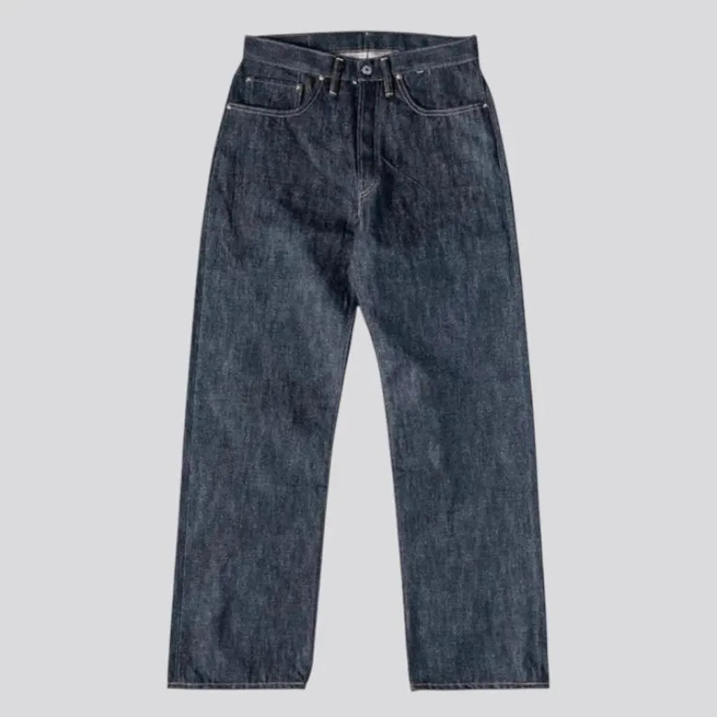 High waist casual selvedge men's jeans