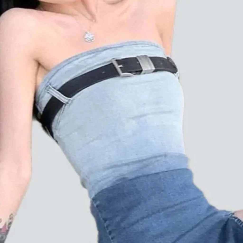 Strapless  women's jean dress