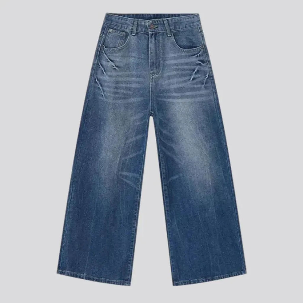 Vintage street style whiskered baggy men's jeans