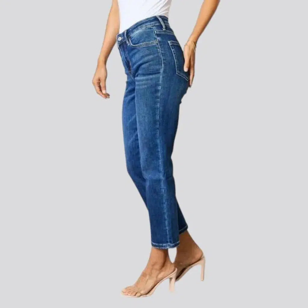 High-waist women's cropped jeans