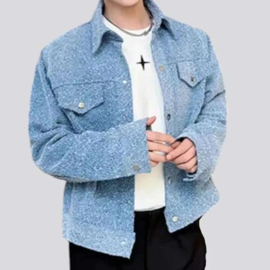 Regular fit medium length men's denim jacket