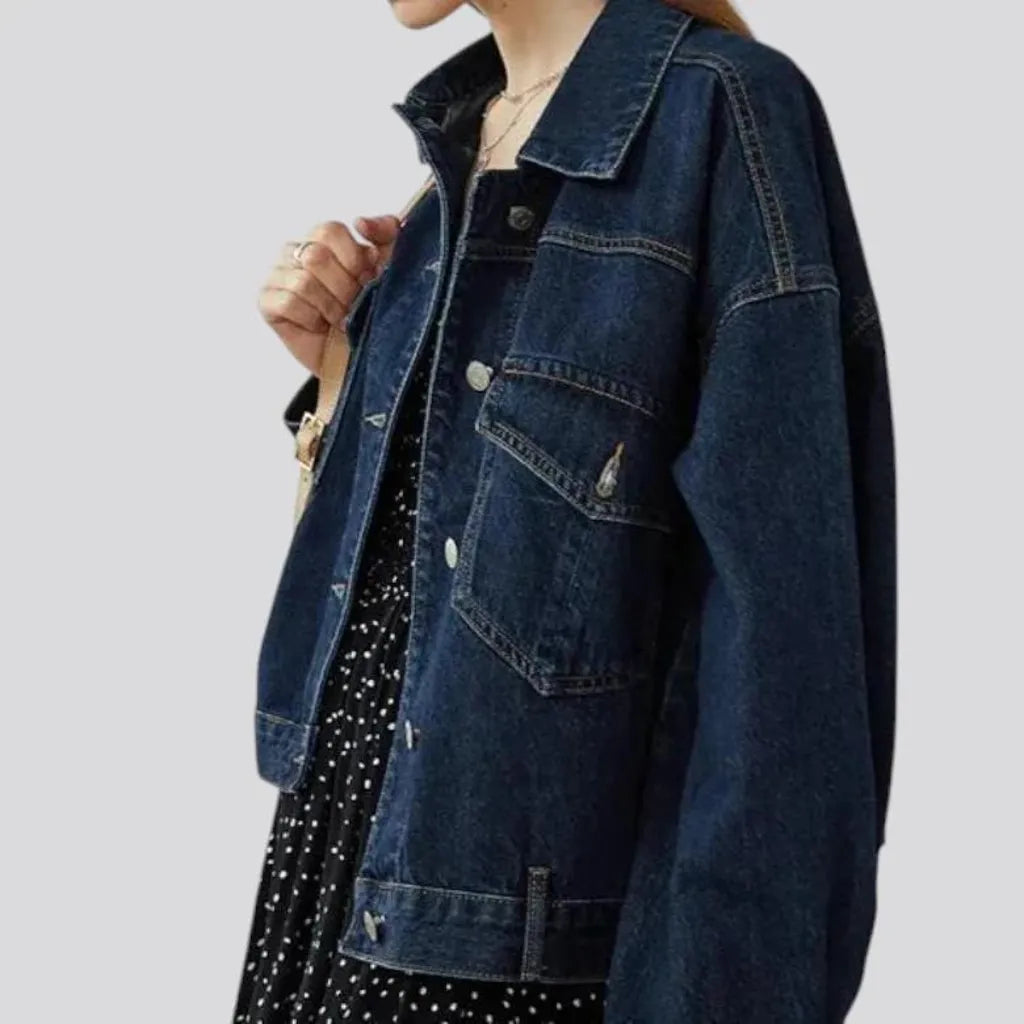 Casual oversized women's denim jacket