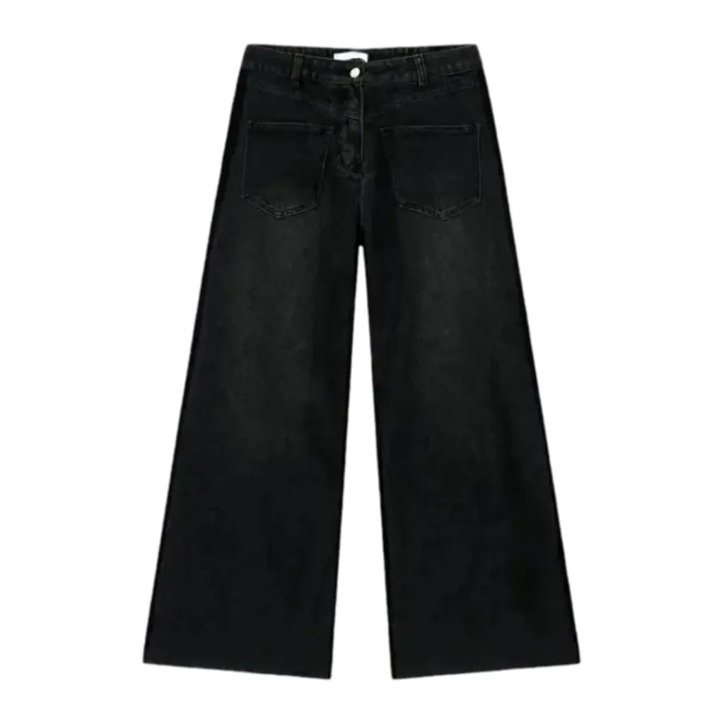 Mid Rise Sanded Baggy Men's Jeans - Black