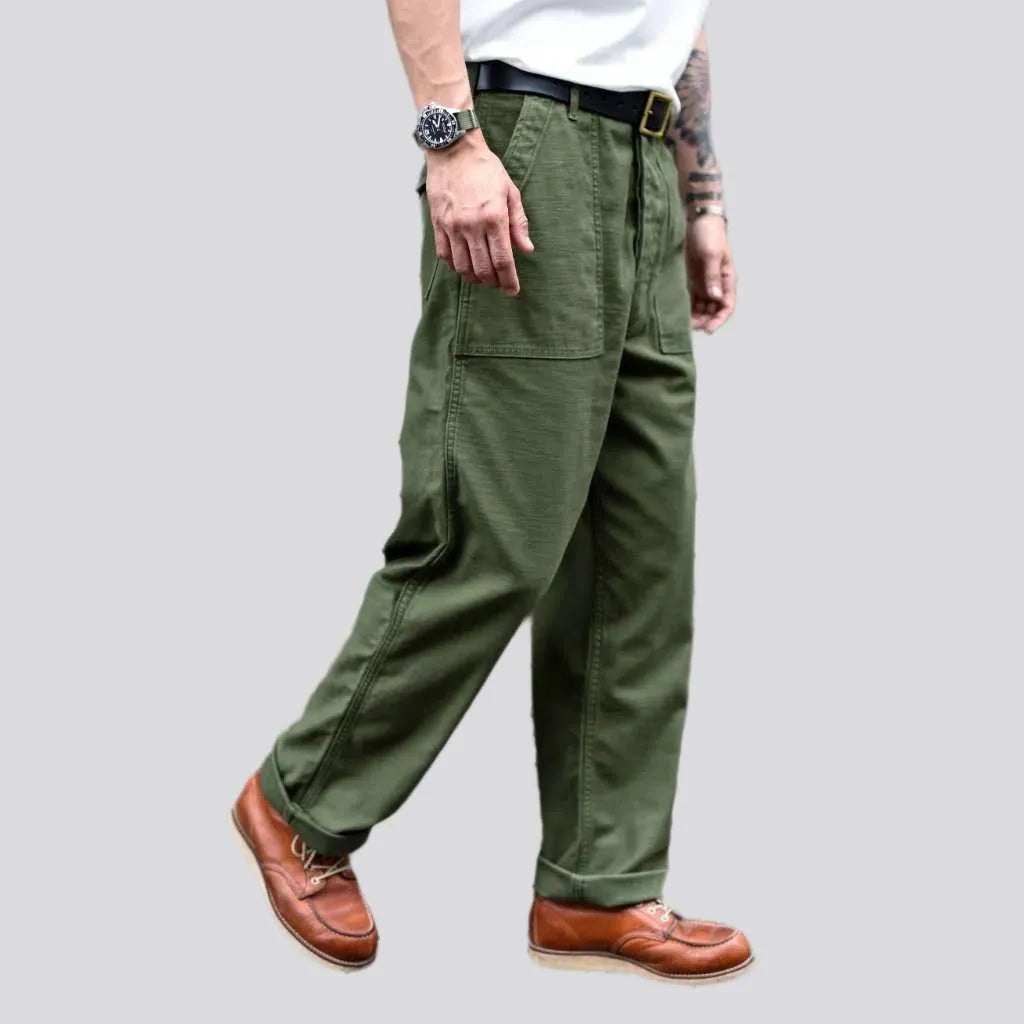 High-waist street men's denim pants