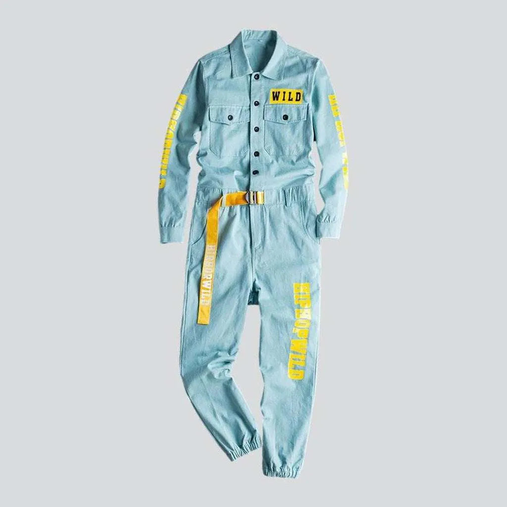 Painted color men's denim overall