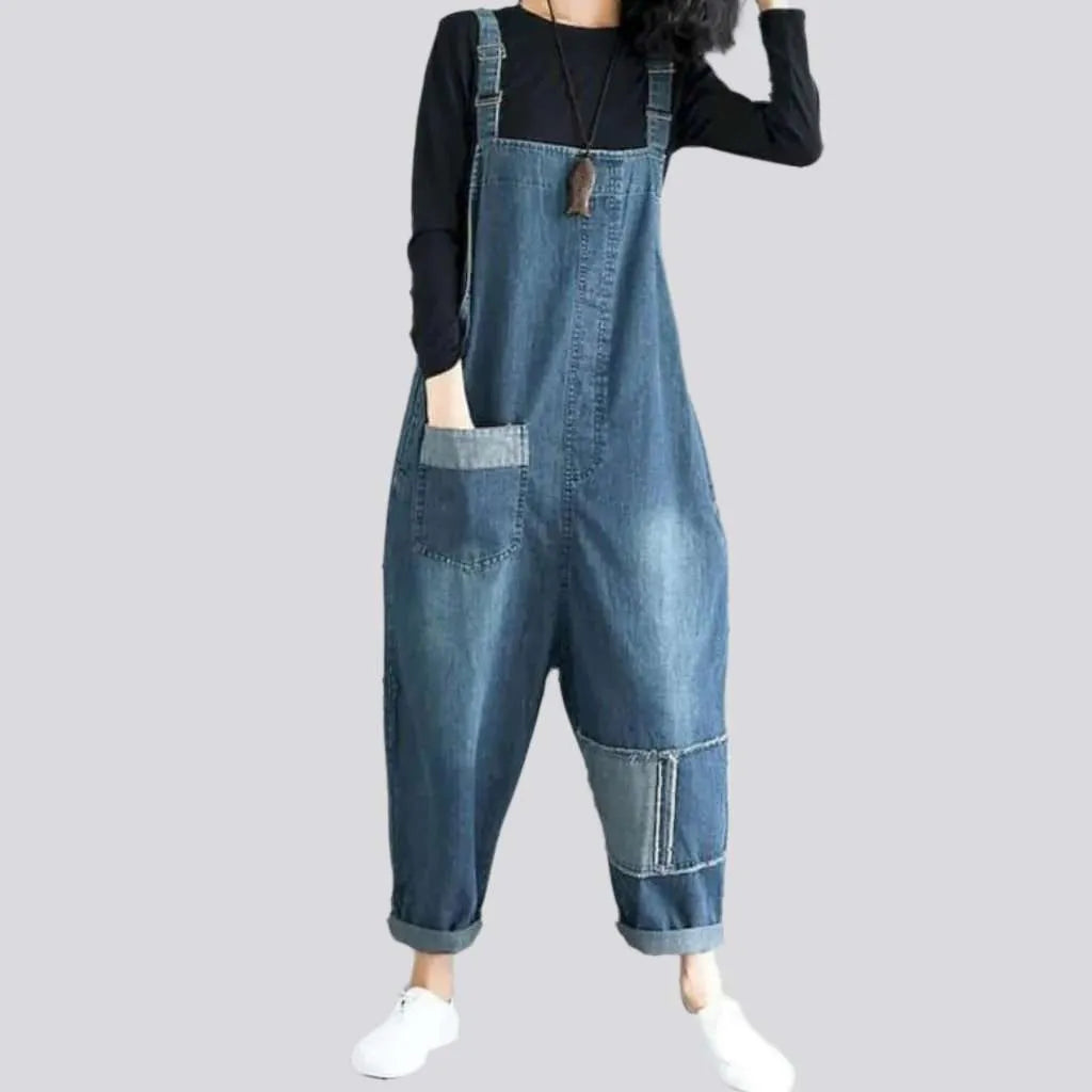 Medium wash jeans jumpsuit
 for ladies