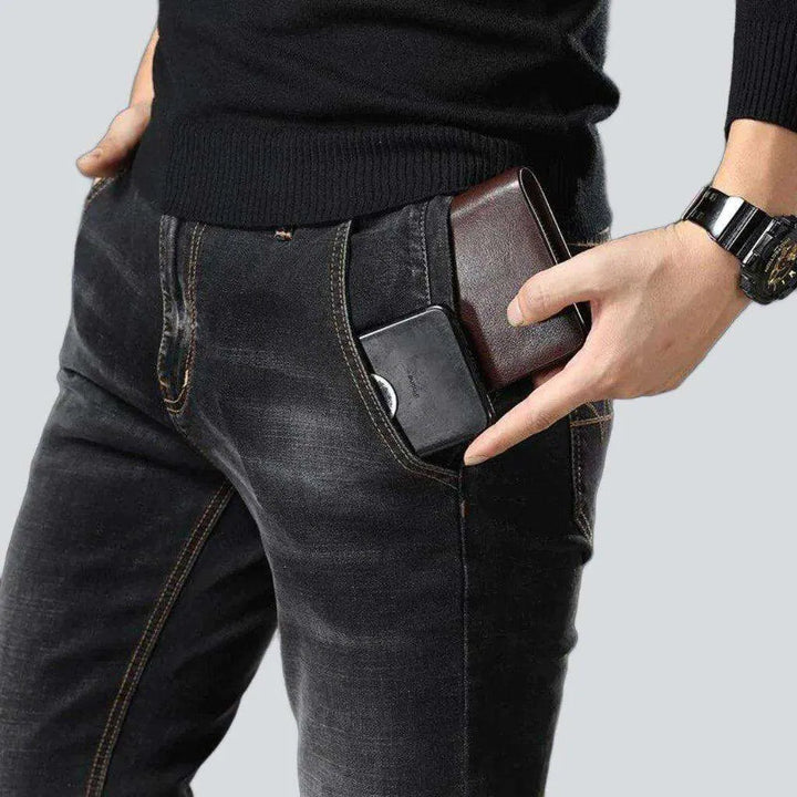 Double pocket dark men's jeans