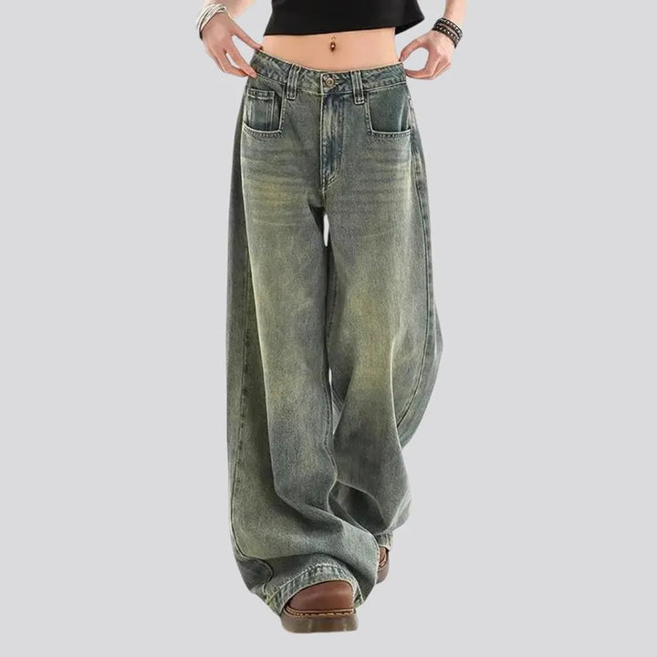 Retro slouchy fit boho women's jeans