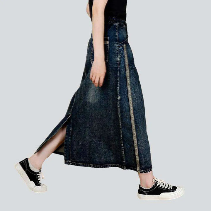 Vintage denim skirt with bands