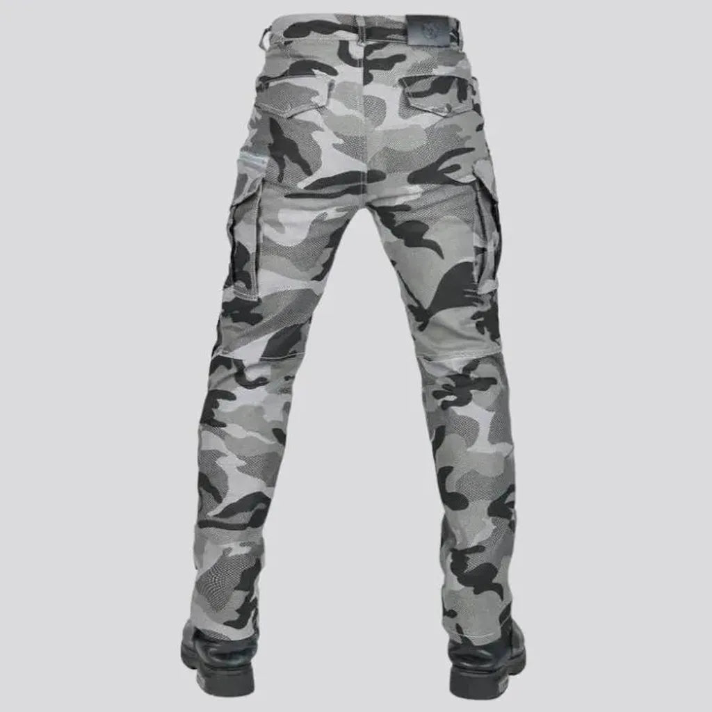 Grey slim moto denim pants
 for men