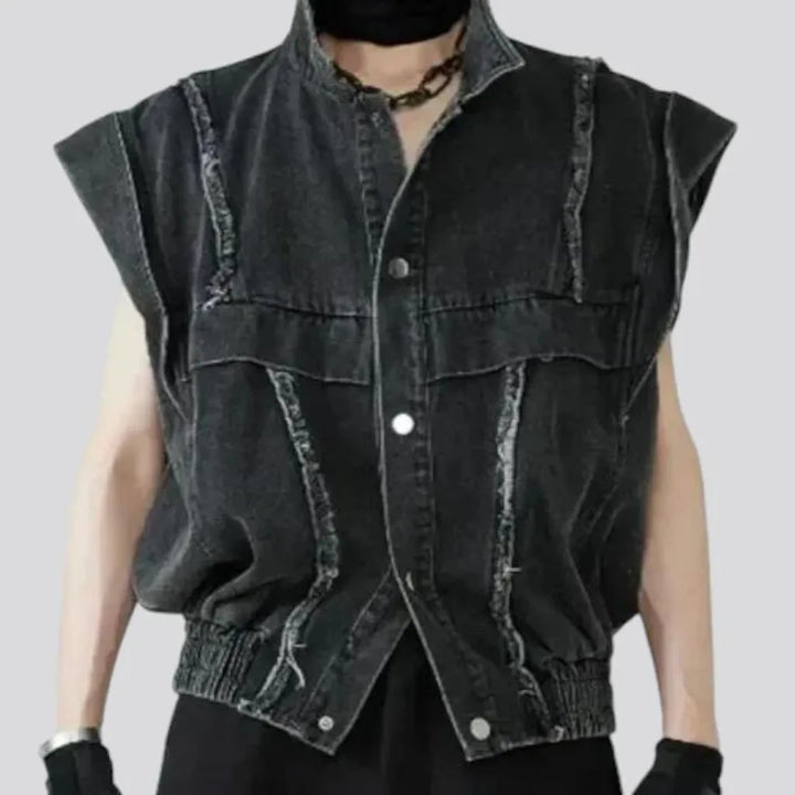 Washed out oversized men's denim vest