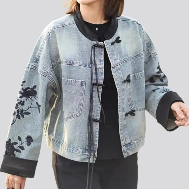 Round-collar denim jacket
 for women