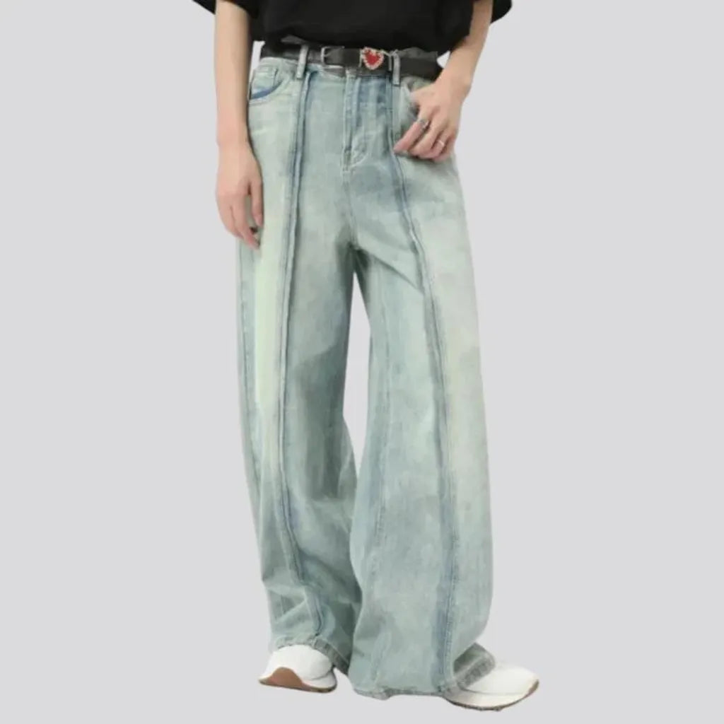 Mid-rise baggy jeans for men