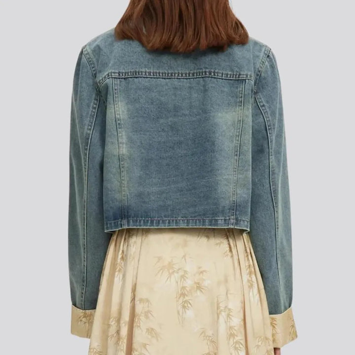 Extra-large washed out women's denim jacket