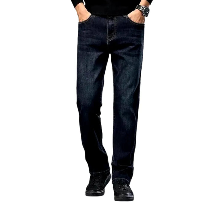 Elastic Fit Retro Jeans for Men - Dark Blue