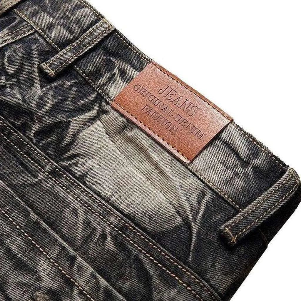 Embroidered brown men's jeans